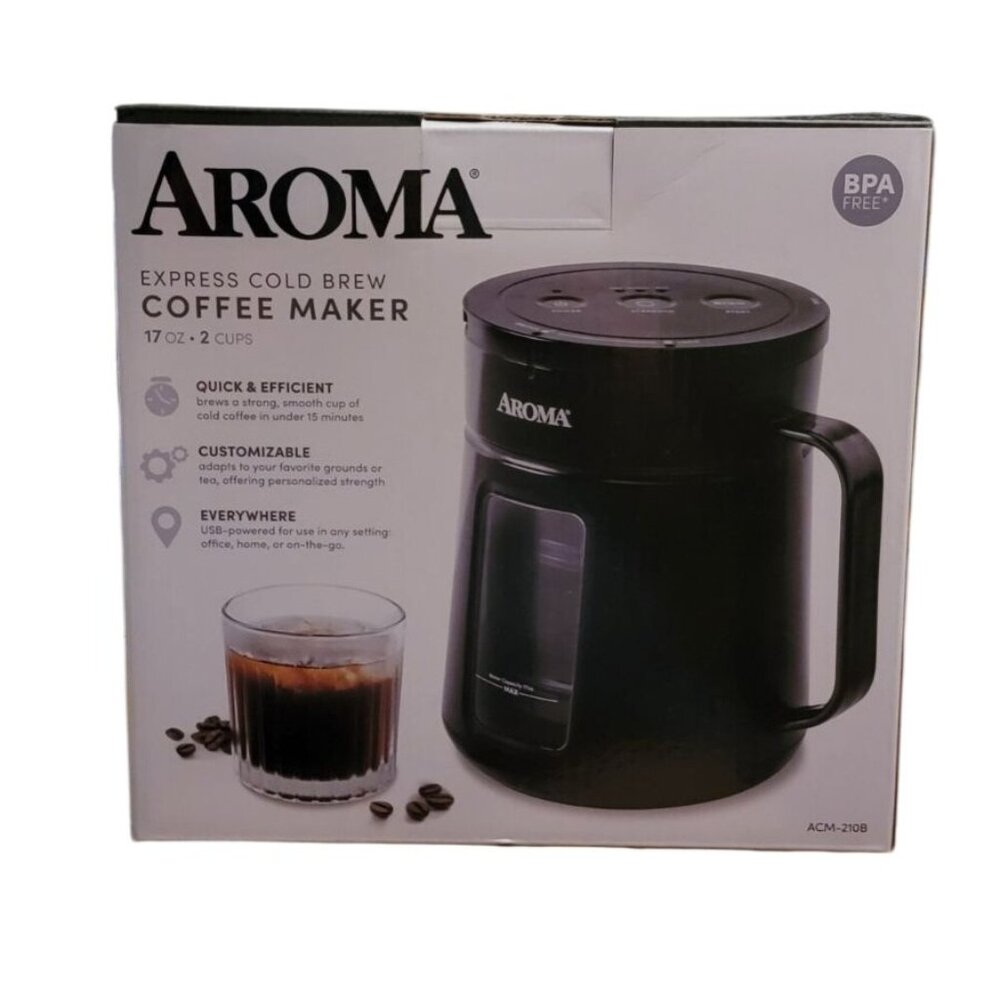 Aroma Express Cold Brew Coffee Maker – 17 oz (2 Cups) – New in Box